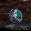 Hand Engraved Emerald Men Ring