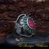 Hand Engraved Ruby Men Ring