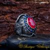 Hand Engraved Ruby Men Ring