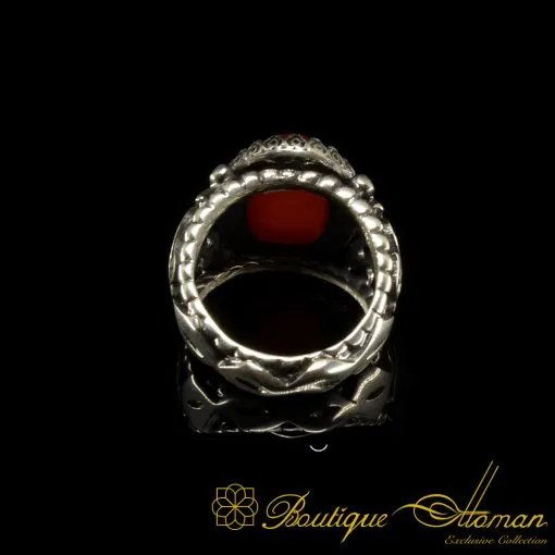 Red Liver Yemeni Aqeeq Hand Made Ring - Image 4