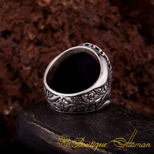 Handcraft Classic Amethyst Men Ring - Image 4