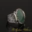 Hun Collection Flat Green Agate Silver Men Ring