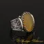 Hun Collection Yellow Flat Agate Silver Men Ring