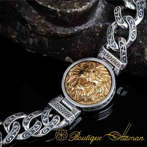 Alternative view of Lion Head Silver Rotating Chain Bracelet For Men