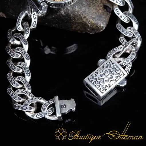 Lion Head Silver Rotating Chain Bracelet For Men - Image 5