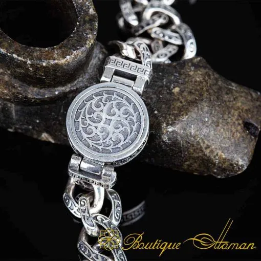 Lion Head Silver Rotating Chain Bracelet For Men - Image 4