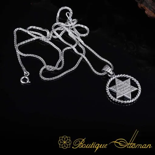 Seal of Solomon Islamic Round Silver Necklace No:1