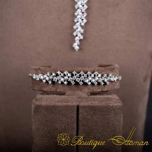 Elegant White Zircon Bridal Silver Jewelry Set - Image 5