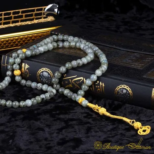 Labradorite 99 Beads Golden Kazaz Misbaha - Image 3
