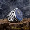 Kefâ Bil-Mevt Vaizan Blue Aqeeq Islamic Ring كَفَى بِالْمَوْتِ وَاعِظًا