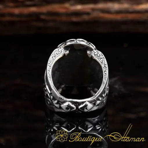 Lâ ilâhe illellâhul melikul hakkul mubîn Jade Silver Ring No:3 - Image 5