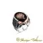 Micro Zircon Detailed Black Onyx Silver Men Ring With Eagle Head