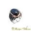 Micro Zircon Detailed Blue Tiger’s Eye Silver Men Ring