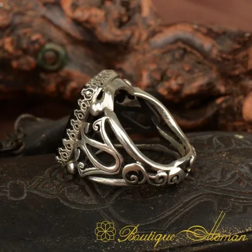 Mohammad Rasool Allah Rectangle Black Aqeeq Ring - Image 3