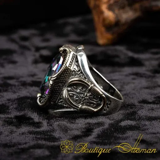 Mystic Topaz Elegant Silver Men Ring - Image 4