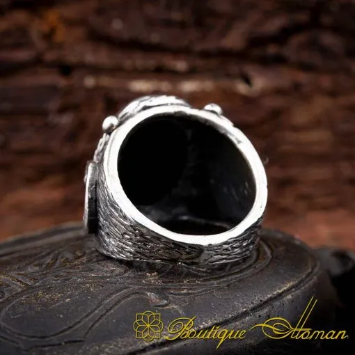 Nalain Shareef Black Aqeeq Handmade Ring - Image 3