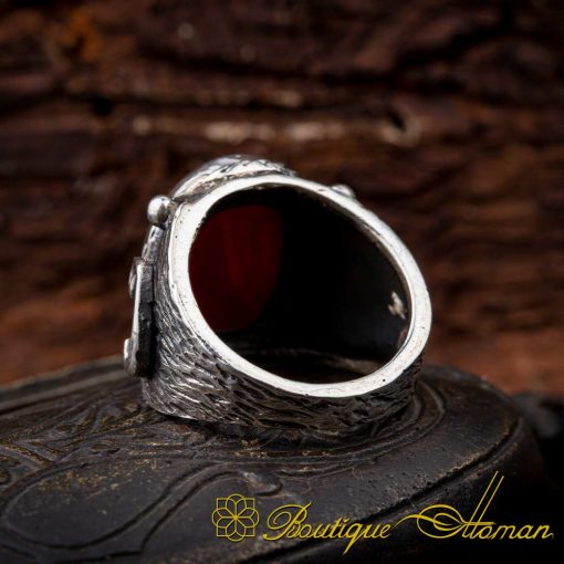 Nalain Shareef Red Yemeni Aqeeq Handmade Ring - Image 3