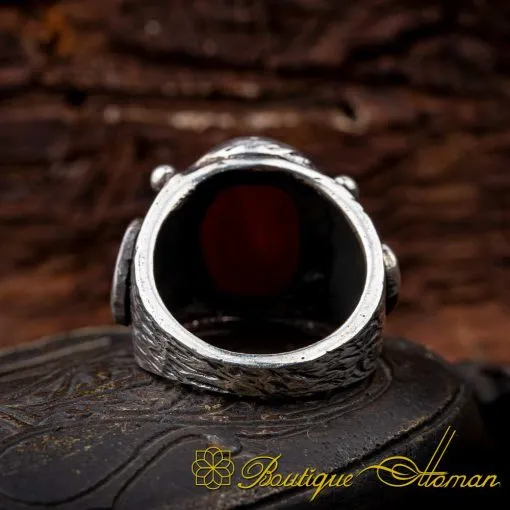 Nalain Shareef Red Yemeni Aqeeq Handmade Ring - Image 4