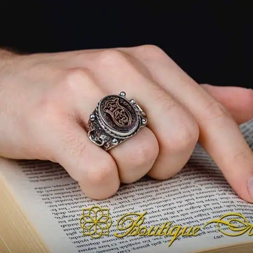 Nalain Shareef Red Yemeni Aqeeq Handmade Ring - Image 5