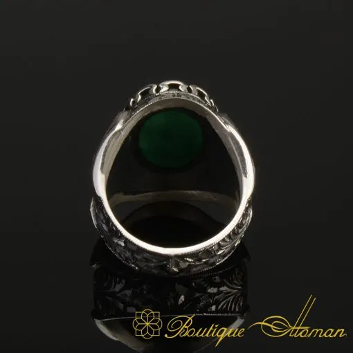 Handcraft Natural Emerald 925 Silver Men Ring - Image 5