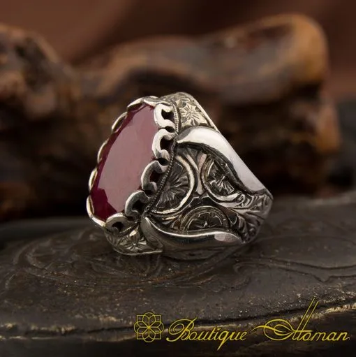 Handcraft Natural Ruby 925 Silver Men Ring - Image 7