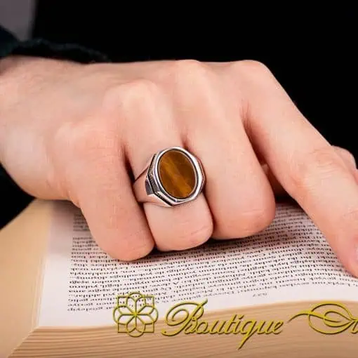 Octagon Tiger's Eye Silver Ring - Image 5