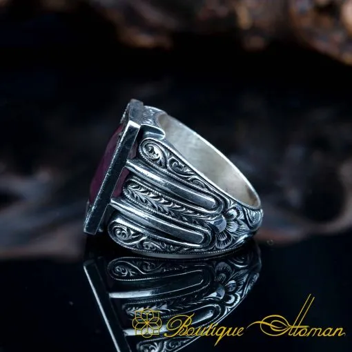 One of a Kind African Ruby Silver Ring No:2 - Image 4