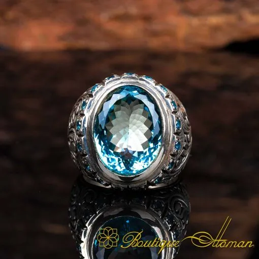 One of a Kind Blue Topaz Silver Ring No:1 - Image 3