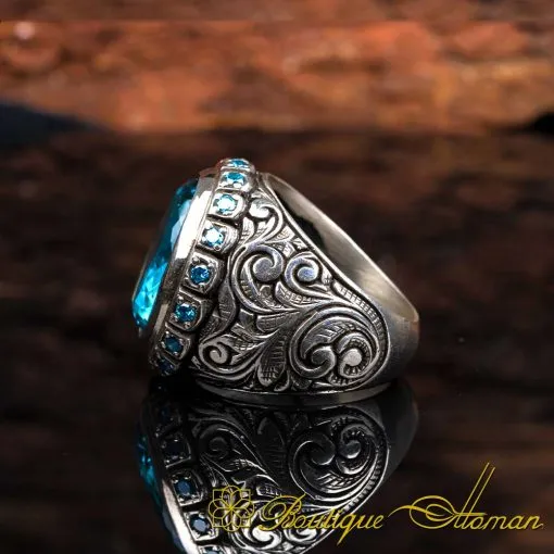 One of a Kind Blue Topaz Silver Ring No:1 - Image 4