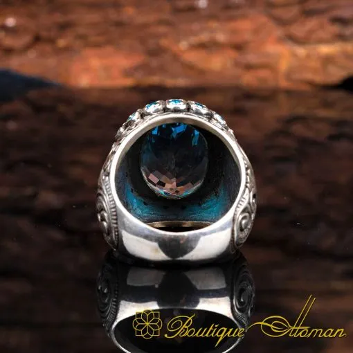 One of a Kind Blue Topaz Silver Ring No:1 - Image 5