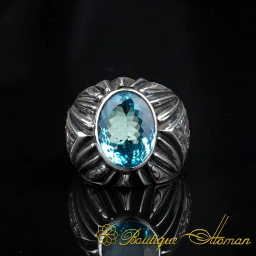 One of a Kind Aquamarine Silver Ring No:6 - Image 3