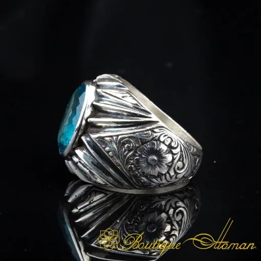 One of a Kind Aquamarine Silver Ring No:6 - Image 4