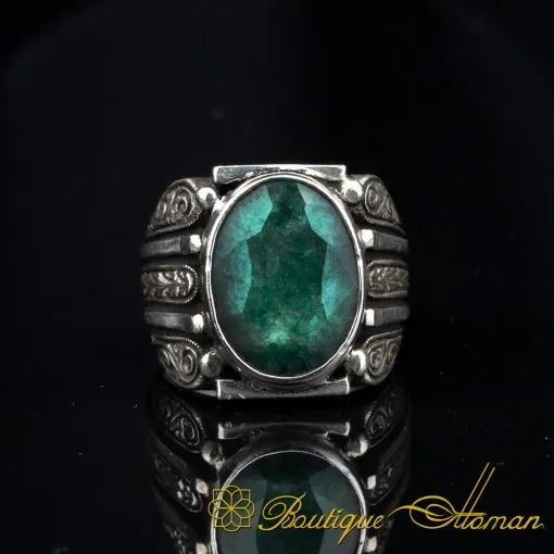 One of a Kind Emerald Silver Ring No:2 - Image 3