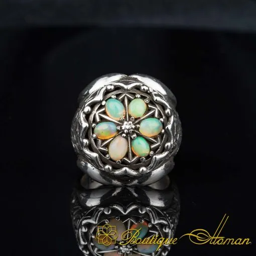One of a Kind Fire Opal Silver Ring No:2 - Image 3