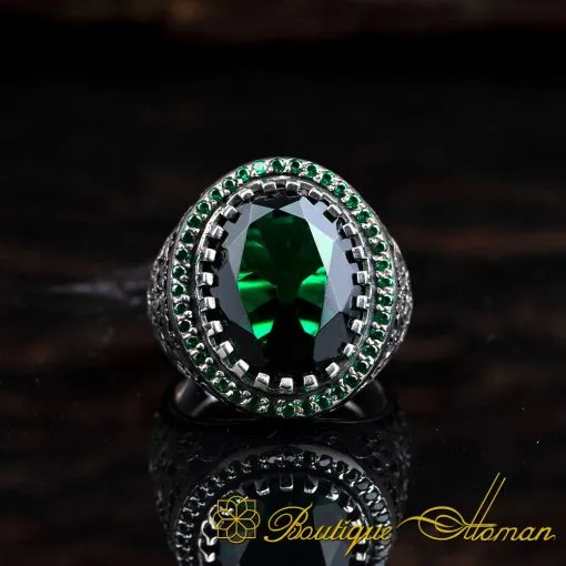 One of a Kind Green Zircon Silver Ring No:1 - Image 3