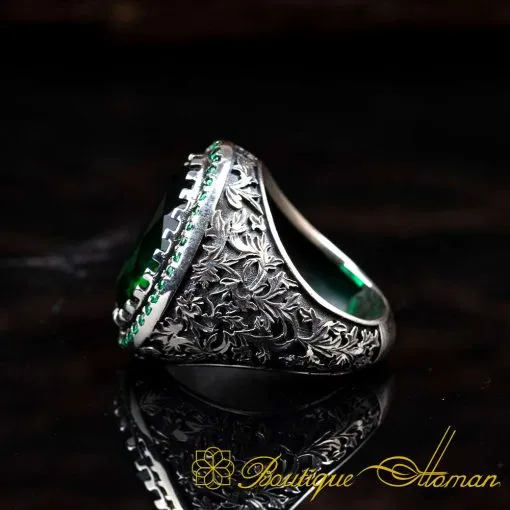 One of a Kind Green Zircon Silver Ring No:1 - Image 4