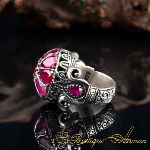 One of a Kind Ruby Silver Ring No:7 - Image 4
