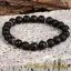 Onyx Black Striped Elastic Beaded Bracelet