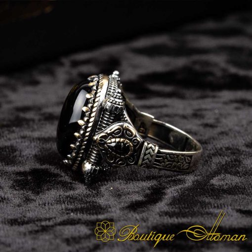 Oval Black Onyx Dome Design Men Ring - Image 4