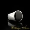 Plain Round Black Agate (Onyx) Modern Silver Ring