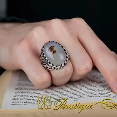 Rare Collection Yemeni Aqeeq Silver Ring No:1 - Image 5