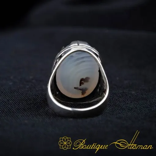 Rare Collection Yemeni Aqeeq Silver Ring No:12 - Image 4