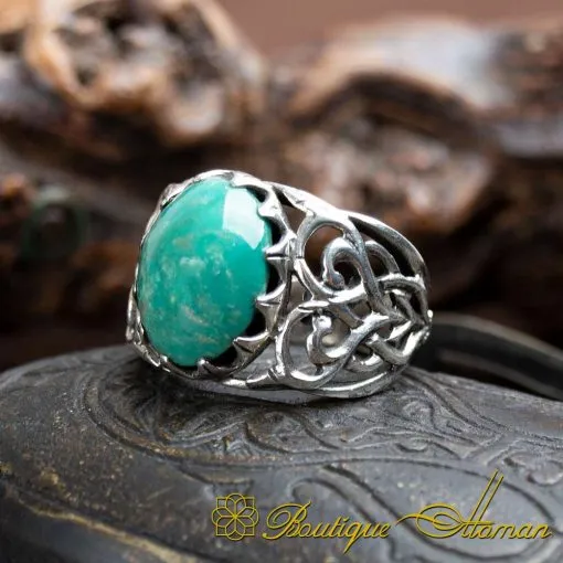 Rare Feroza Hand Engraved Men Ring - Image 3