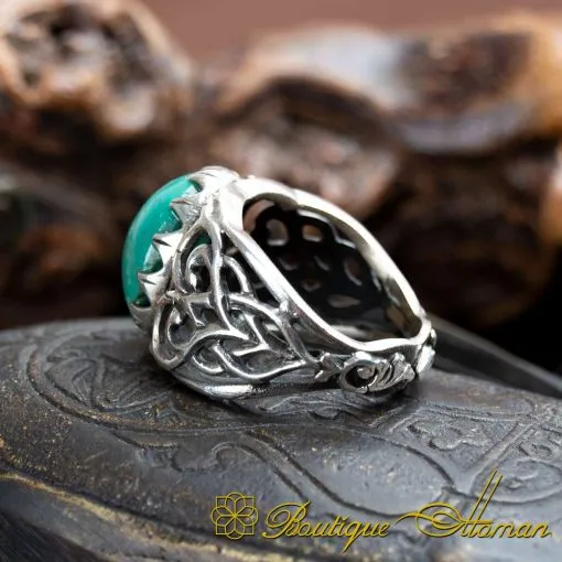 Rare Feroza Hand Engraved Men Ring - Image 4