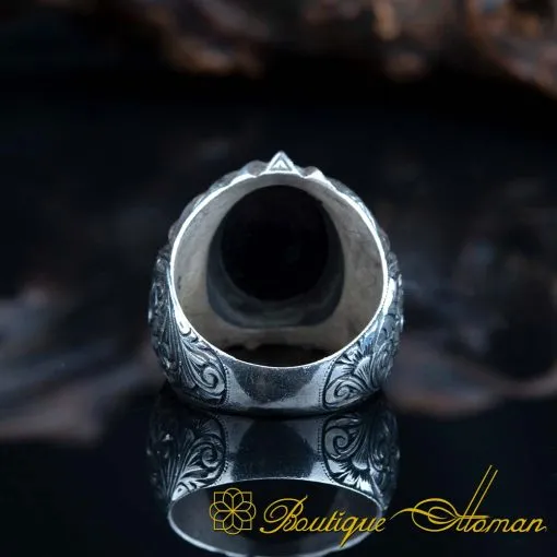 Raw Collection Hand Engraver Sapphire Ring - Image 5