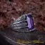 Rectangle Amethyst Zircon Hand Engraved Men Ring
