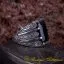 Rectangle Black Zircon Hand Engraved Men Ring