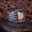 Rectangle Orange Zircon Hand Engraved Men Ring