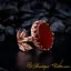 Red Aqeeq Hand Made Women Flower Ring (Rose Gold Plated)