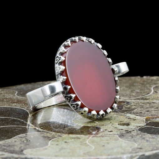 Red Aqeeq Hand Made Simple Women Ring - Image 5